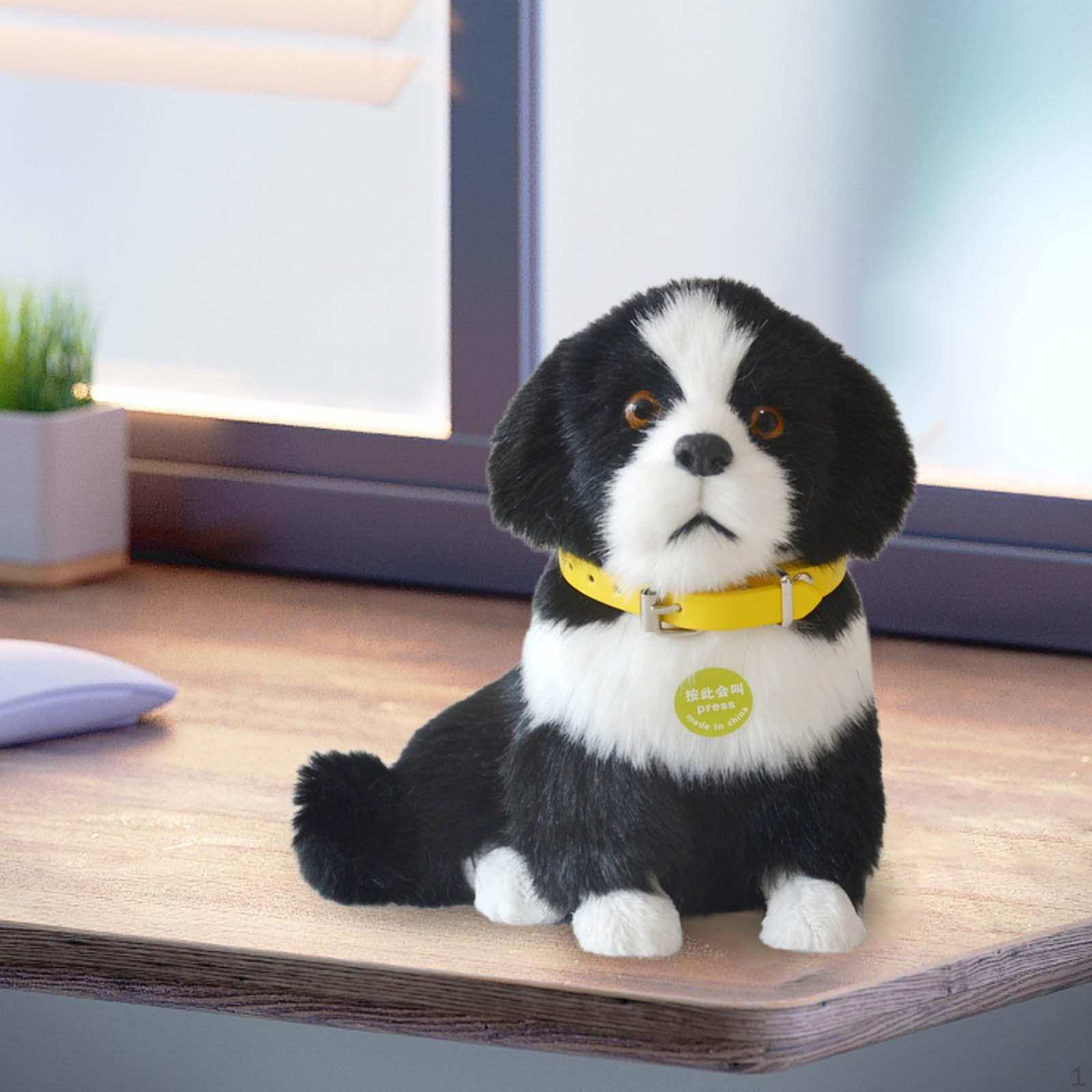 

Электрический щенок, электронная игрушка для домашних животных, лай, милые мягкие игрушки-компаньоны, плюшевая кукла для праздничного подарка Black White