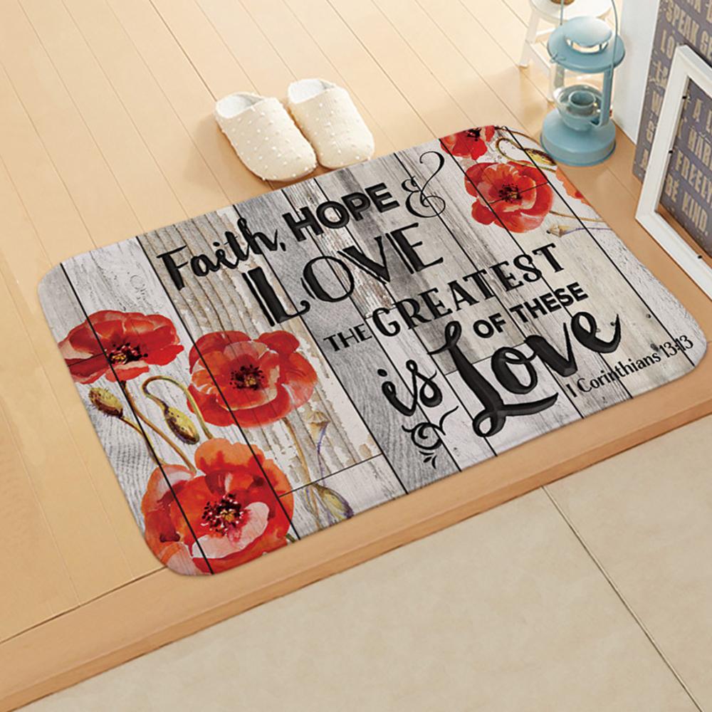 Letter Print Doormats Rectangle Non-Slip Flannel Door Mat Bedroom Kitchen Entrance Floor Mat Doormats 2021 Door Mat Balcony Mats