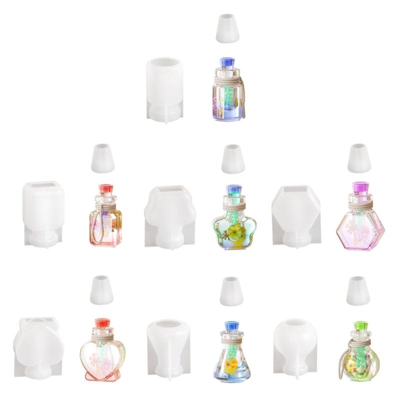 

DIY Cute Small Drift Bottle Pendant Silicone Mold Handmade Star Heart Shaped Wishing Bottle Keychain Charm Ornament Resin Mould