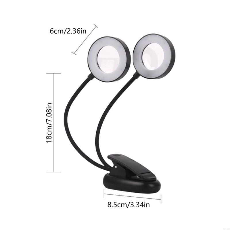 3 Color Dimmable LED Reading Light With Magnifier Flexible Gooseneck Reading Table Light For Study Office Desk M4YD