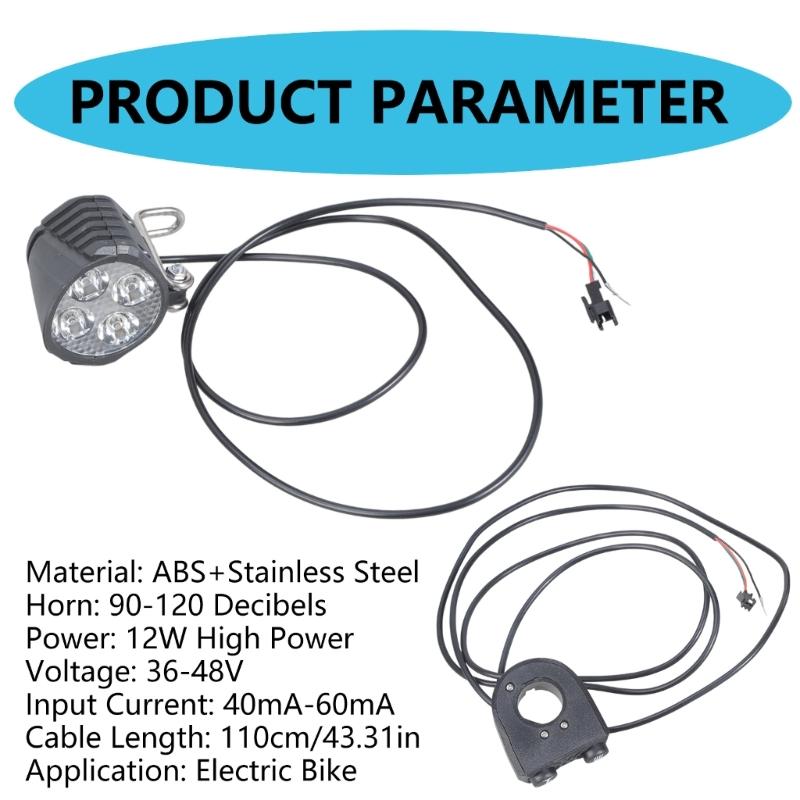 2-v-1 Elektrické svetlo na bicykel Nárazuvzdorné LED svetlo pre E-bike Predné svetlo s klaksónom Skvelý výkon