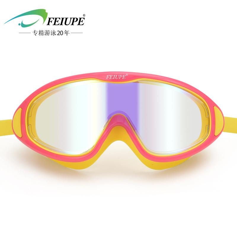 

Large-frame coated swimming goggles for women Waterproof and anti-fog swimming goggles for men, adults and children, diving goggles and eye Rose Yellow Dazzling Colo