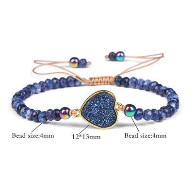 Pulseira de contas de roda de pedra natural, presentes para namorada feminina, pulseira ajustável de tecido Vug