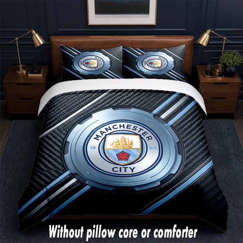 Manchester City Design Bed Bedding Set 1 Duvet Cover + 2 Pillowcases Soft Breathable Household Bed Linens
