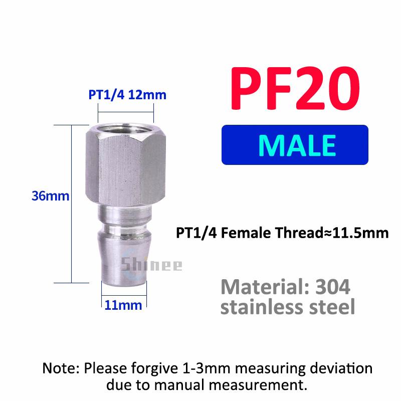 Pneumatic Fitting 304 Stainless Steel C Type Self locking Hose Quick Connector High Pressure Coupler Plug PF SF PM SM 20/30/40