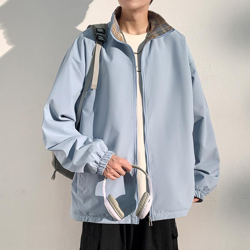 Jacket Men's Fashion Trendy Men's Casual Jacket Baseball Collar Jacket Closed Sleeves