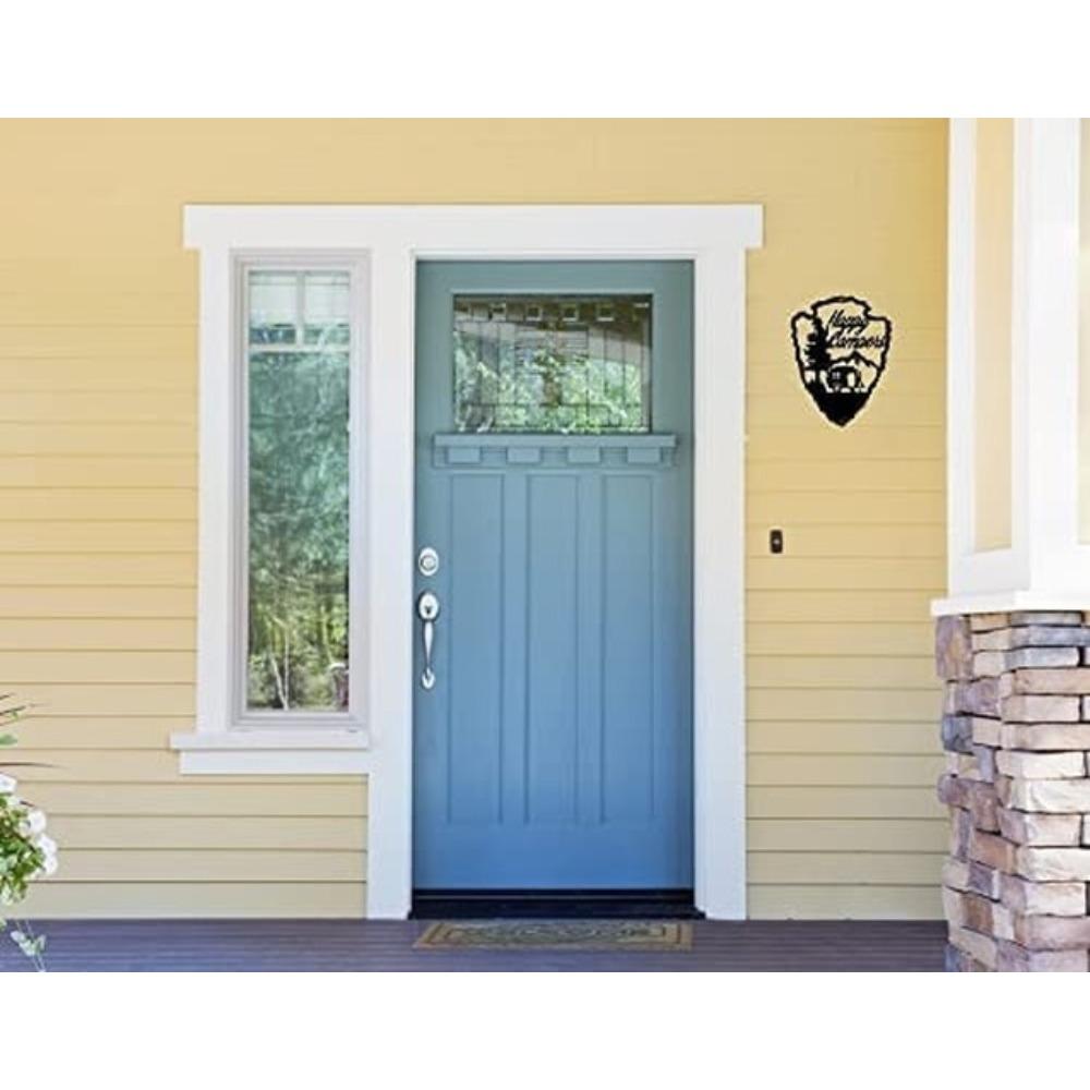 

Металлическое Настенное Искусство Знак «Счастливые Туристы» 14x11 Рустикальный Декор Тема Кемпинга Настенный Декор чёрный