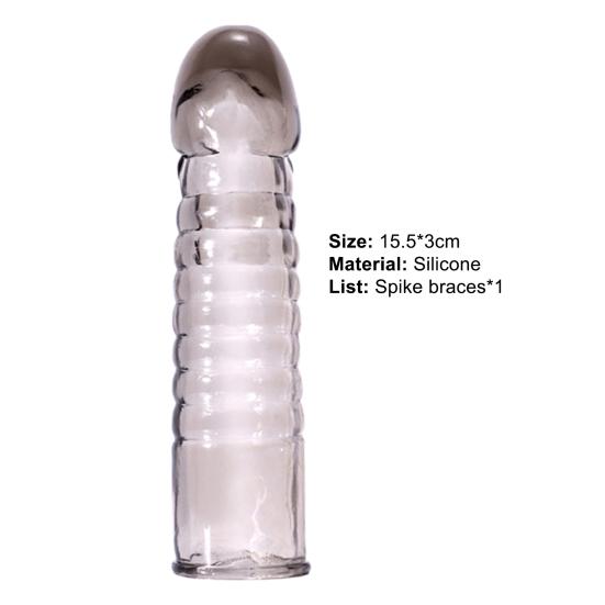 Penis Extender Reusable Sexual Stimulation Silicone Sex Condom Delay Sleeve for Couple
