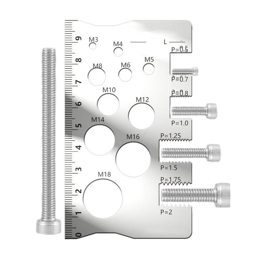 2 PCS Screw Thread Pitch Gauge Ruler Measuring Bolt Nut Metric Stainless Steel Thread Screw Measurement Ruler