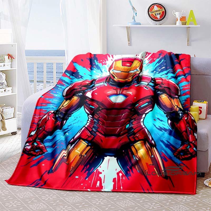 Iron Man Cartoon Comic Funny Expression Blanket, Warm Flannel Sofa Blanket, Home, Bedroom, Travel.