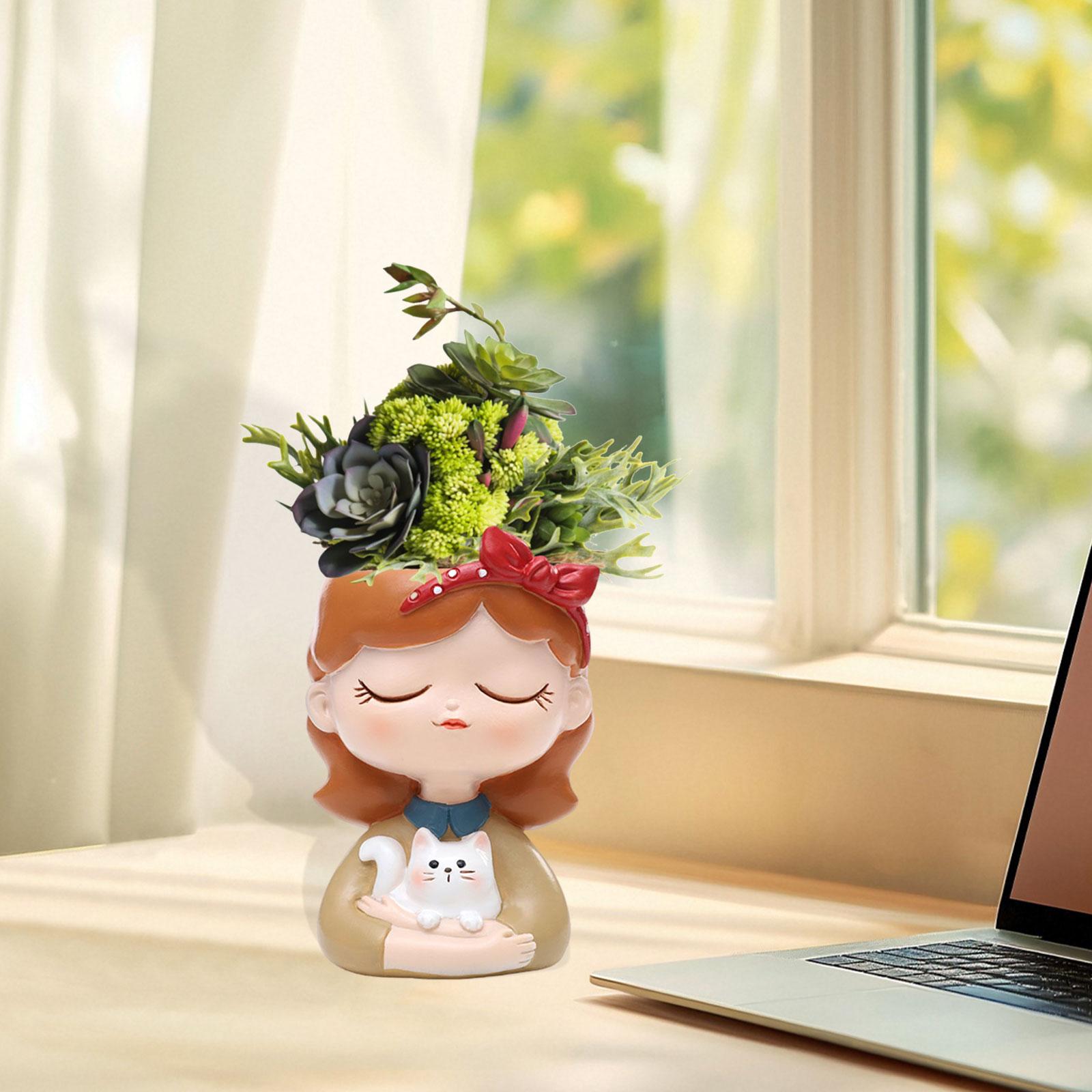 

Girl Planter Pot Home Art Plant Pot for Windowsill Housewarming Garden