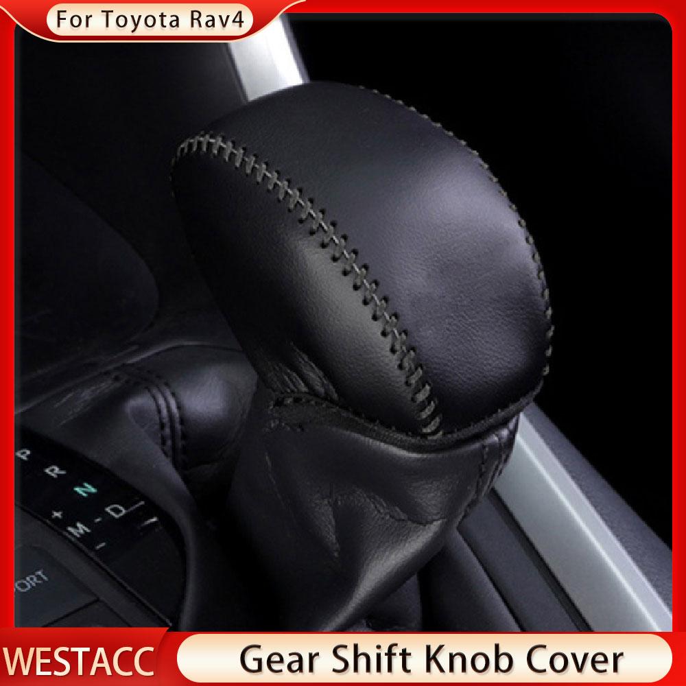 Echtes Leder Auto Getriebe Kopf Schaltknauf Abdeckung Fall für Toyota Rav4 RAV 4 Getriebe Halsbänder Innen