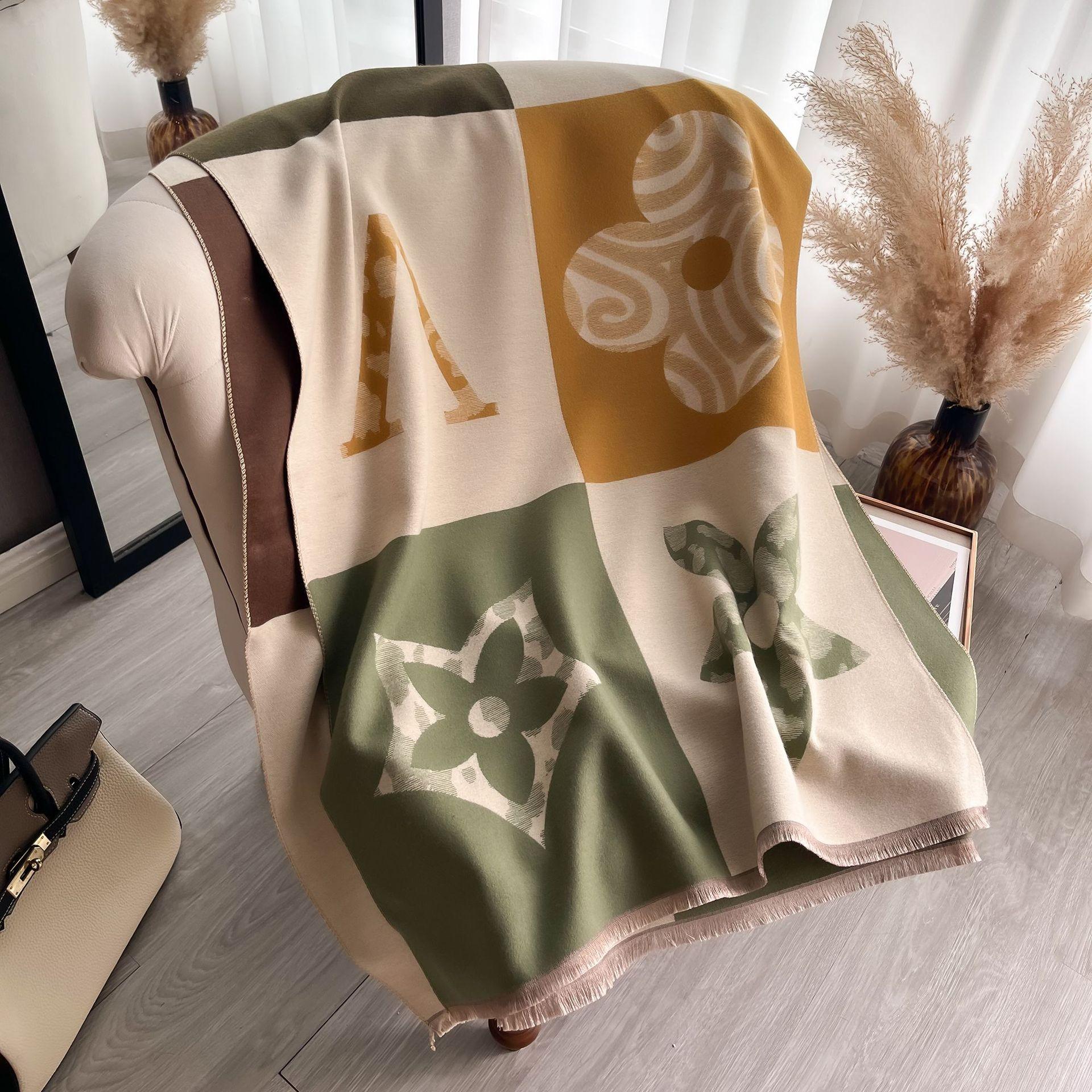 

Женский модный теплый шарф с буквами и пентаграммой, короткая шаль с бахромой для бороды и женщин 185*65CM зелёный