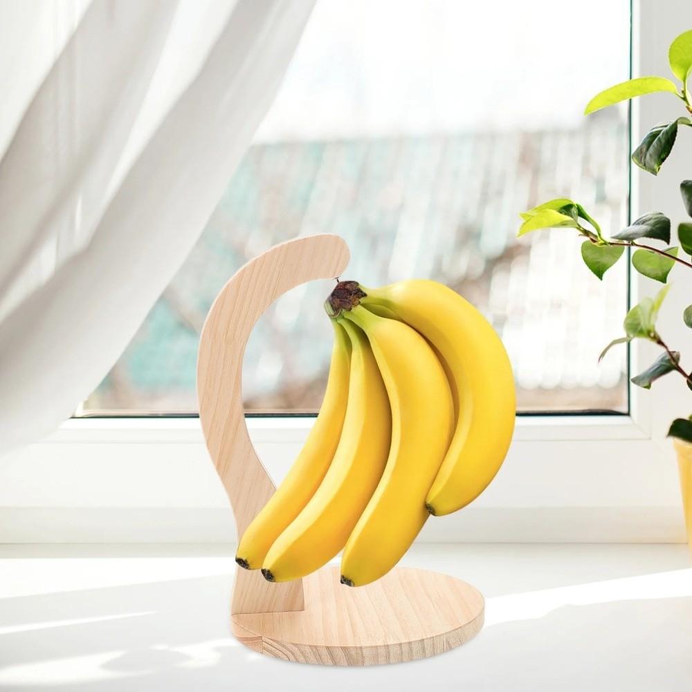 Porte-bananes créatif en bois Garde les bananes fraîches Gain de place Porte-fruits vertical avec crochet Lisse Accrochage Support de cuisine