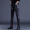Pánské kožené motorkářské kalhoty slim fit v korejském stylu