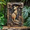 Kangaroo 2D Metalowa Sztuka Ścienna Kwiatowa Wytłaczana Rustykalny Dom Wiejski Odporny na Warunki Pogodowe Blaszany Znak