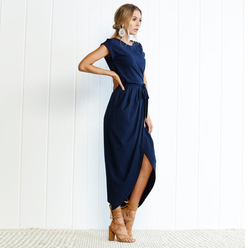 Sexy Women O-neck Short Sleeve Tunic Summer Beach Sun Casual  Dress