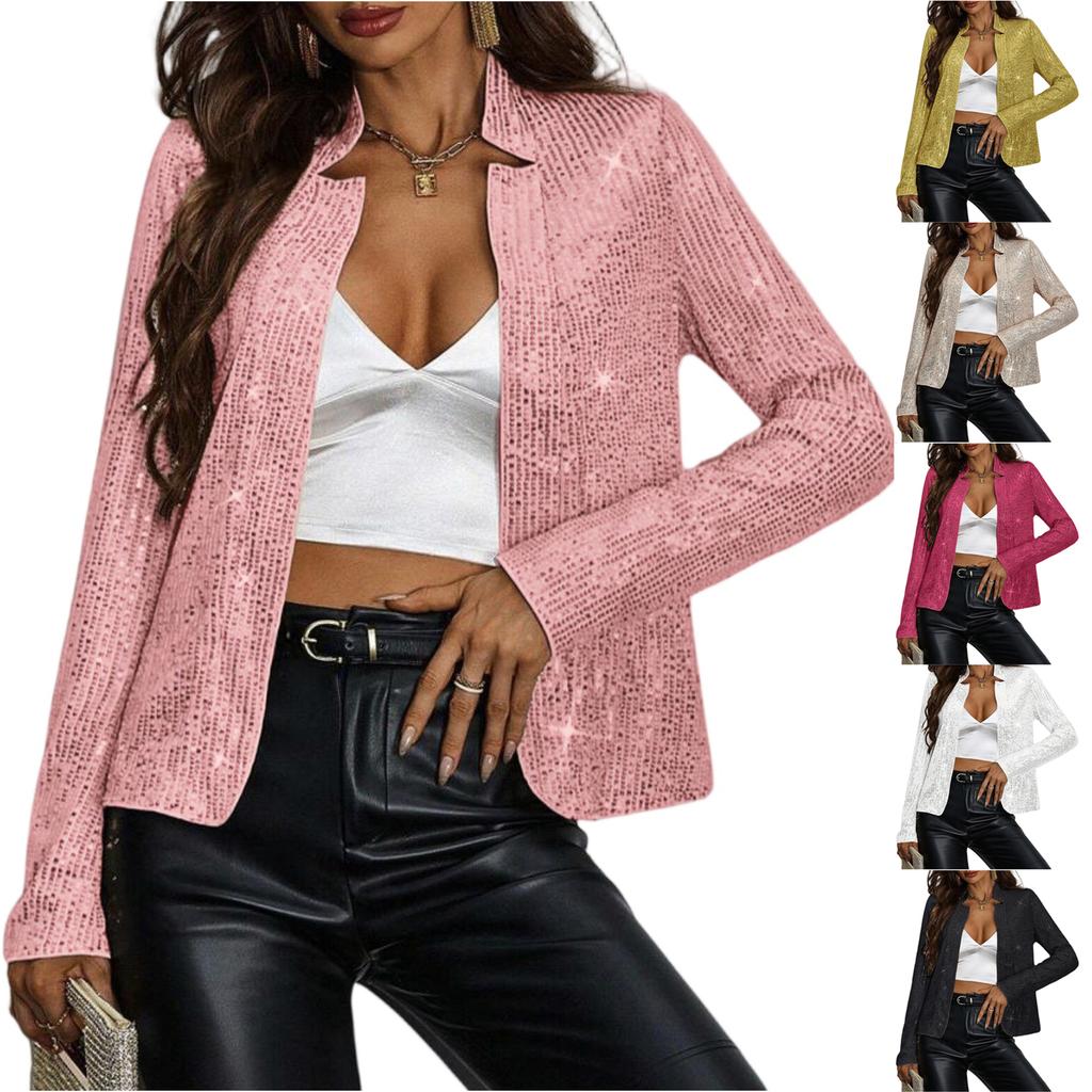 Women's Fashionable Stand Up Collar Solid Color Long Sleeved Short Casual Versatile Jacket