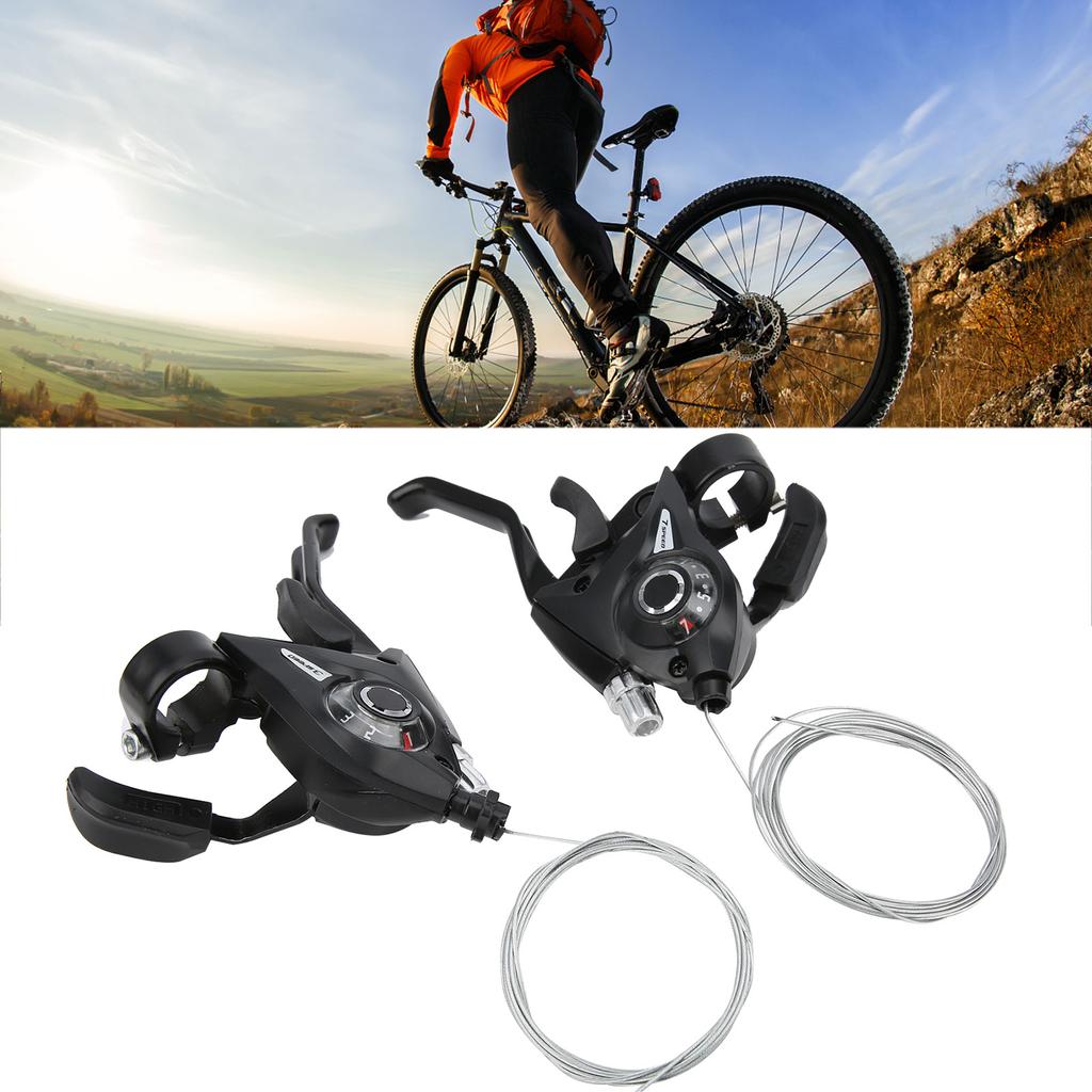 1Pair 3x7 21 Speed Bicycle Brake and Shifter Levers Combination Set with Gear Shift Cable
