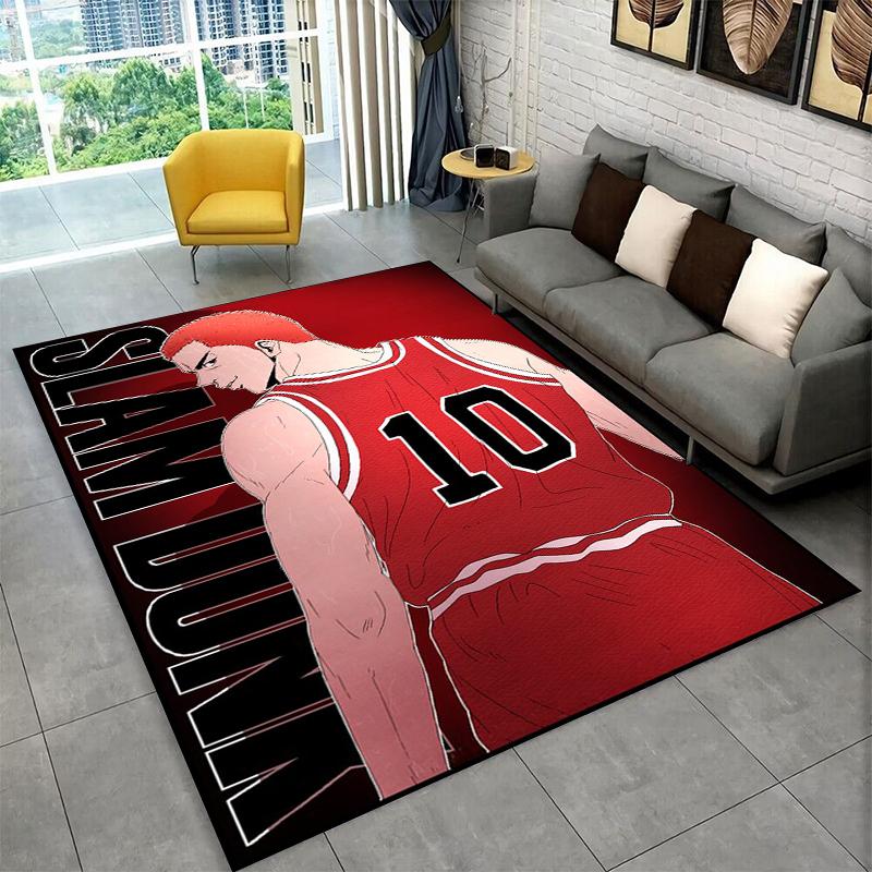 Retro Slam Dunk Basketball Anime Cartoon Carpet Rug for Bedroom Living Room Sofa Playroom Doormat Home Decor,Area Rug Non-slip
