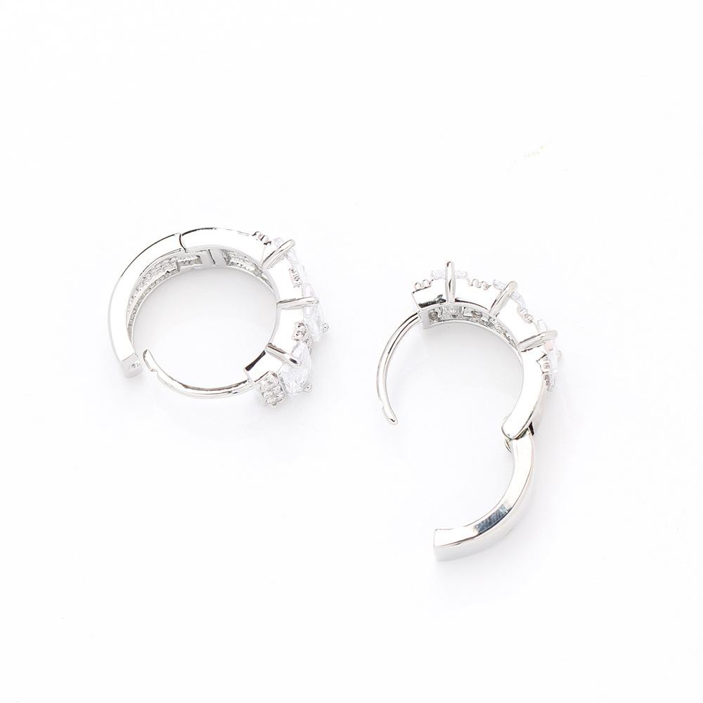 Japan and Korea light luxury micro-inlaid rectangular zircon earrings temperament fashion niche design high-end earrings earrings