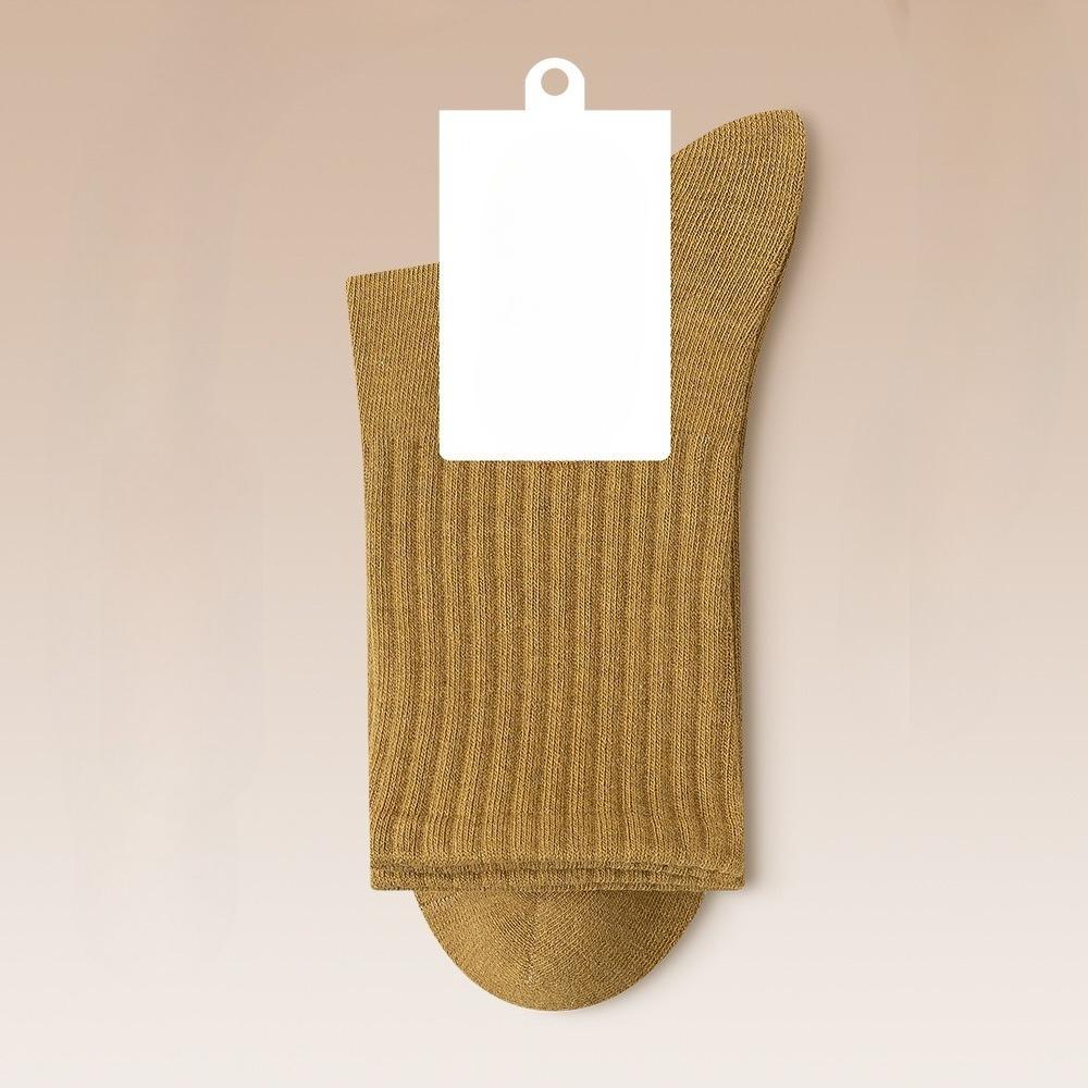 Ladies Spring and Autumn Pure Cotton New Solid Color Rubber Band Antibacterial Sports Leisure Sweat Absorbing Tube Cotton Socks