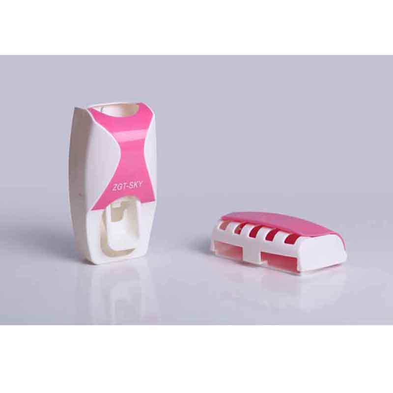 

Lazy Automatic Toothpaste Dispenser Toothbrush Holder Wall Stand Mount розовый