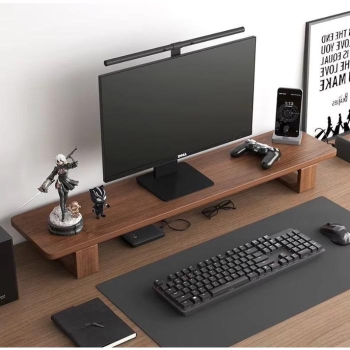 Wooden Monitor Stand Riser Computer Stands Solid Wood Desktop Organizer Rack for Computer Laptop PC TV