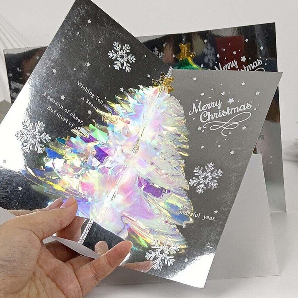 

Рождественская елка 3D всплывающая открытка Рождественская сверкающая фэнтезийная поздравительная открытка Подарки синий