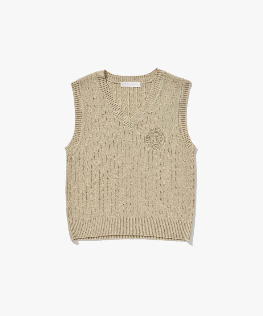 Plac Women Serenity V-Neck Cable Knit Vest Beige