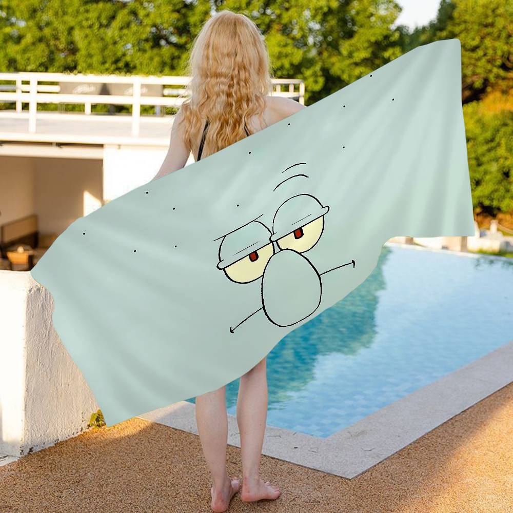 Magic Shark Cute S-Spongebobs Bath Towel Microfiber Soft Water Absorbing Breathable For Girl Kids Decorative Beach Towel