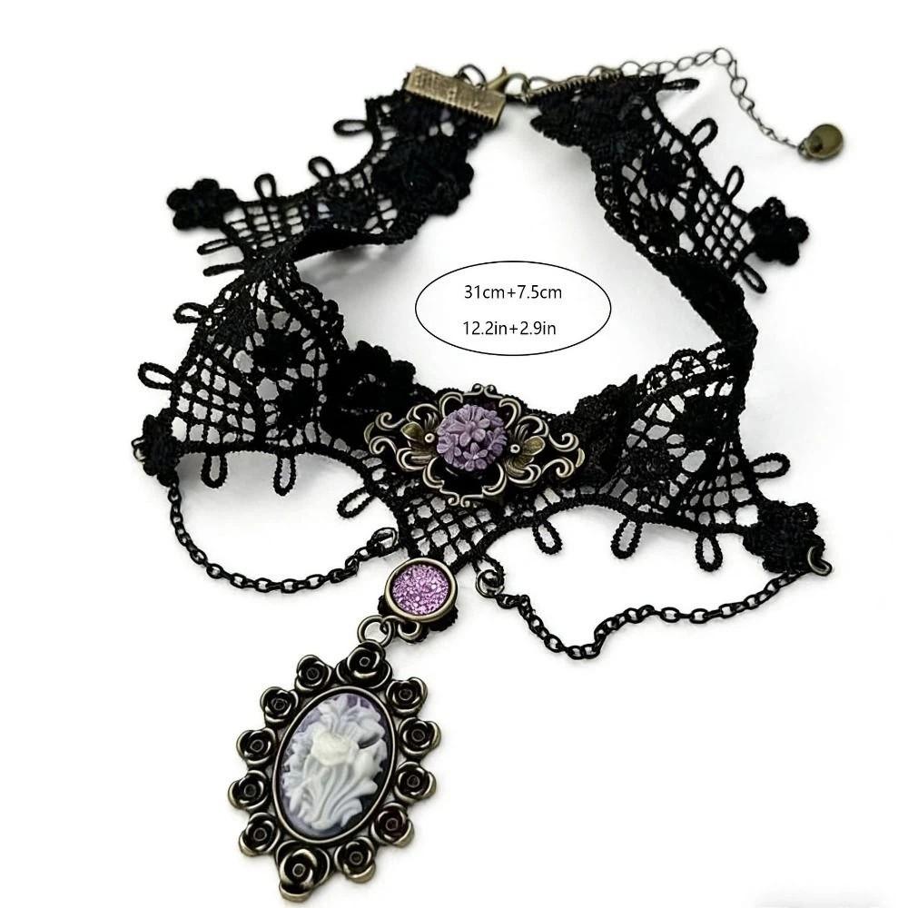 Handmade Black Lace Choker Vintage Style Lolita Lace Necklace Charm Gift Short Necklace Festival
