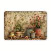 HD Blechschild Vintage Rustikal Blumen Topfpflanzen Retro Metall Blechschild für Garten Wanddekoration