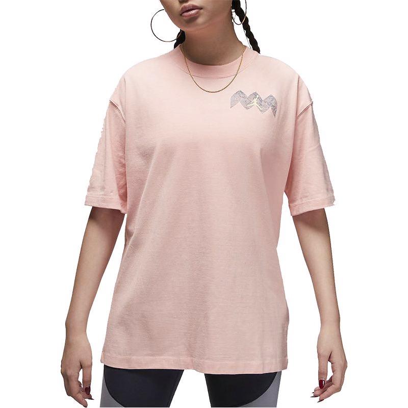 Jordan Letter Logo Graphic Vintage Crew Neck Short Sleeve T-Shirt Women Tops Orange Pink DO5015-800