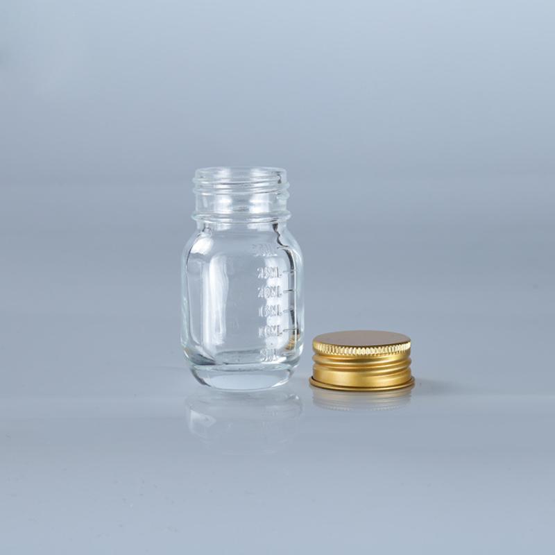 1Pc 30Ml Small Glass Bottle With Lid Medicine Bottle Leak-Proof Powder Capsule Bottle Refillable Glass Bottle
