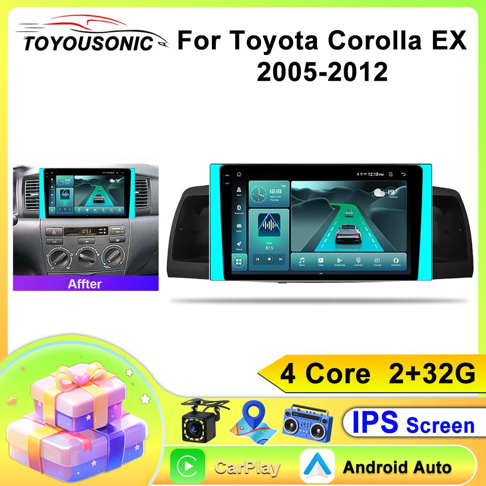 

для Toyota Corolla E130 E120 2000-2006 Android 13 Автомобильный Радио Мультимедийный Плеер Навигация GPS Carplay 2din Стерео DVD 4 core 2GB+32GB CP