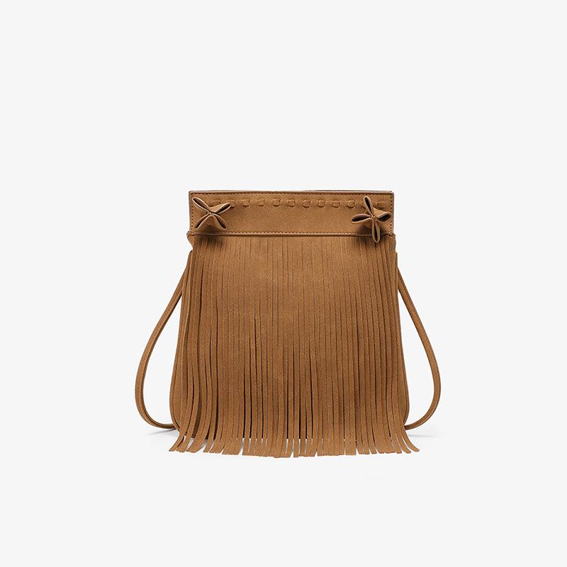

This Retro-style Fringed Single-shoulder Bag Is Designed with A Large Capacity and Is Versatile for Women коричневый