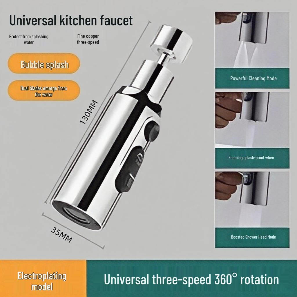 Universal Swivel Kitchen Faucet with Anti-Splash Extension for Vegetable Washing
