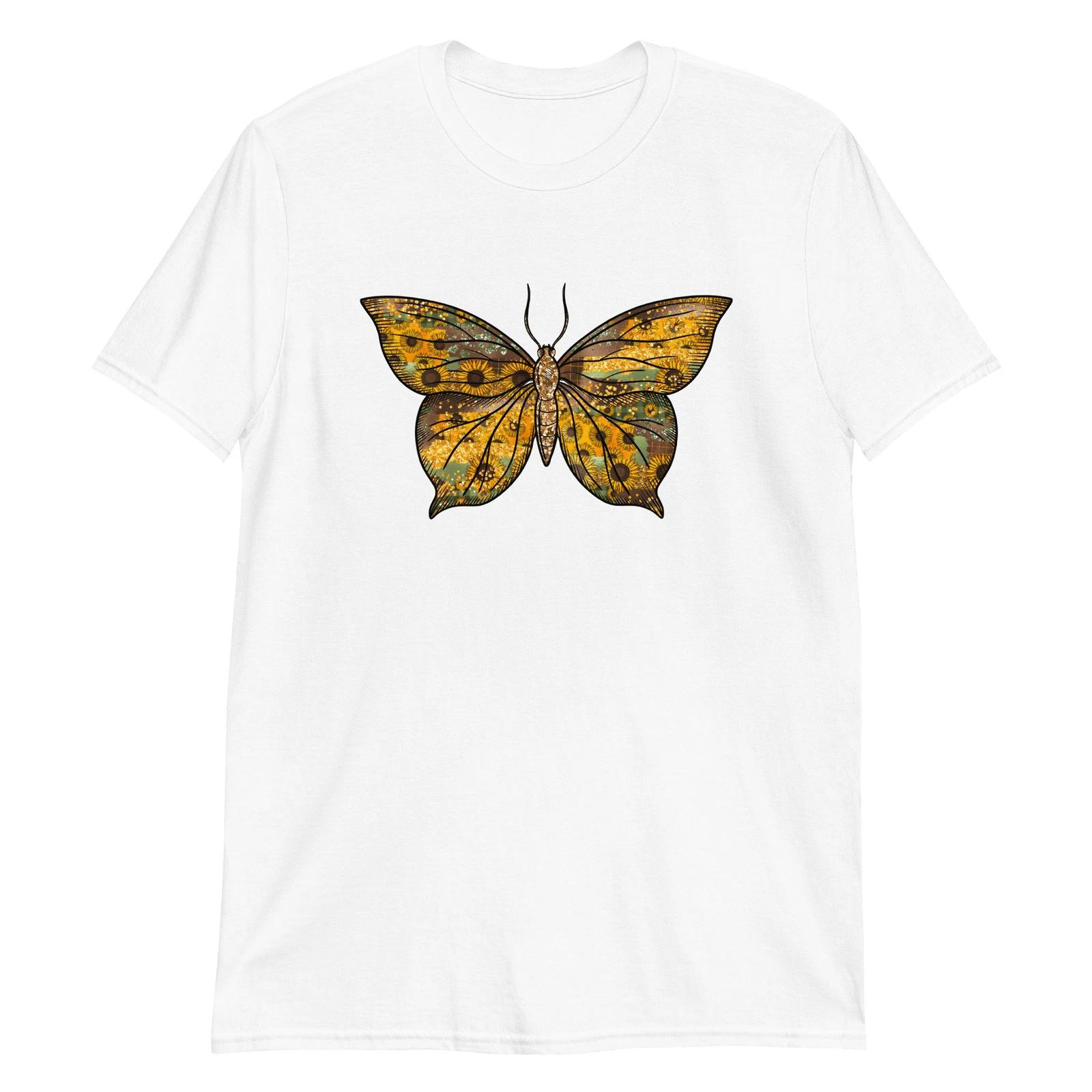 Butterfly Unisex T-Shirt, Sunflower, Flower, Insect, Floral, Garden, Plants M