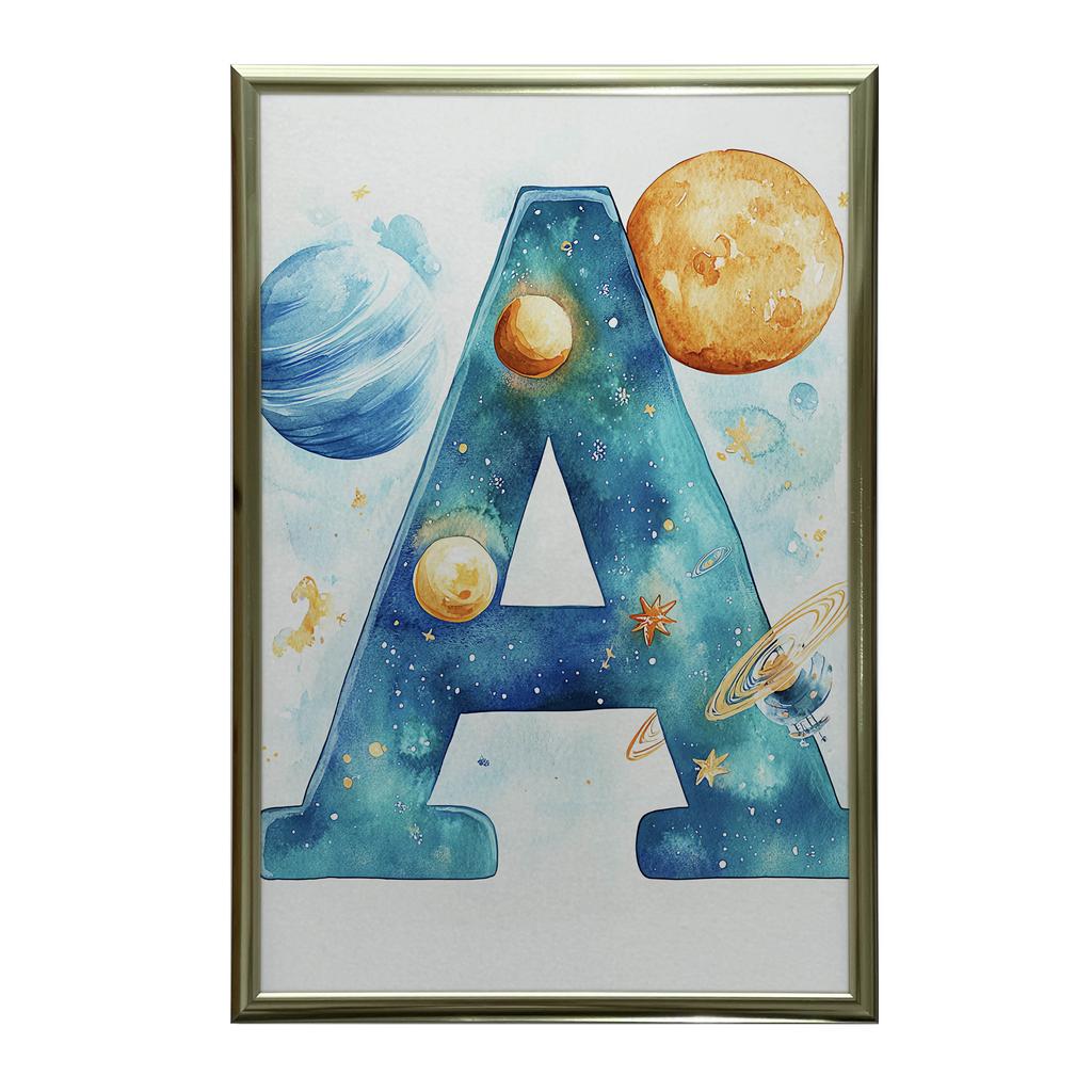Plakat "A" W Kosmosie Plakat "A" W Kosmosie, 30X40 Cm, Rama Aluminiowa Złota, Papier Matowy 230 Gsm