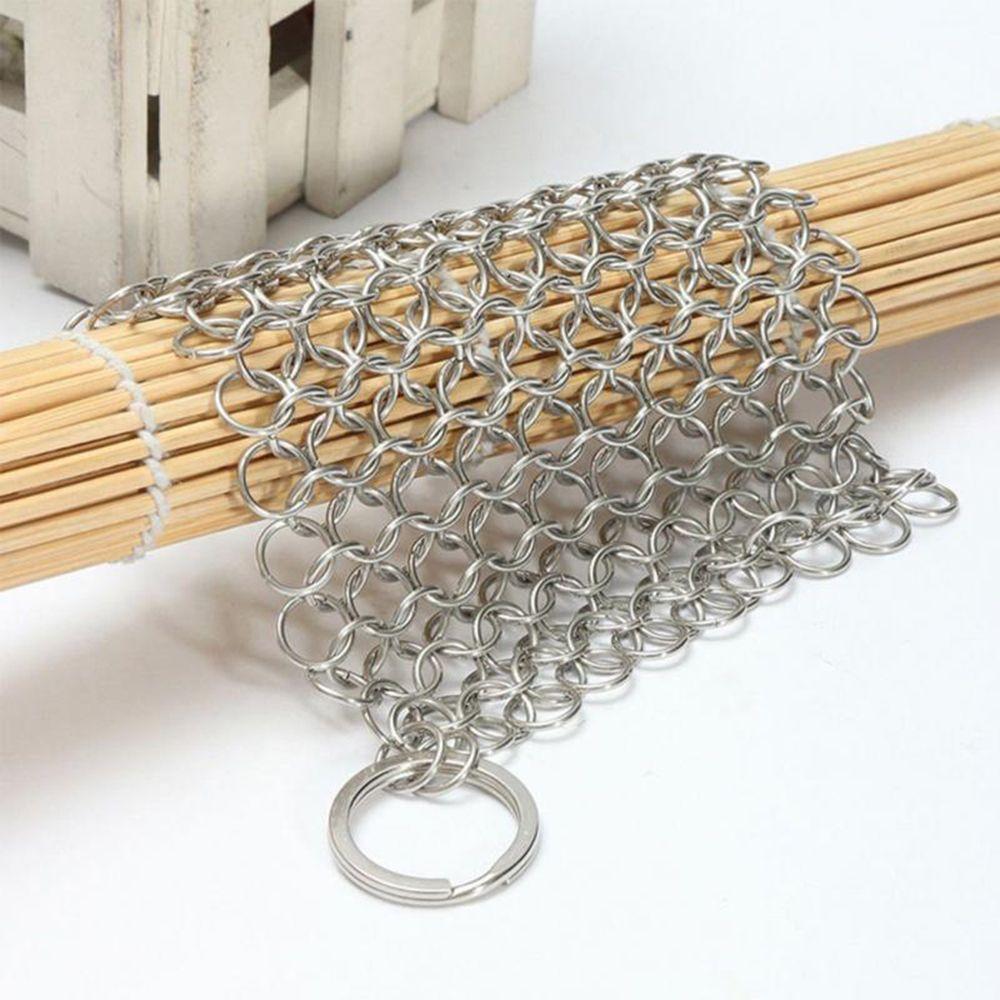 Durable Cookware Circular Ring Chainmail Cast Iron Cleaner Pan Brush Kitchen Tool Stainless Steel