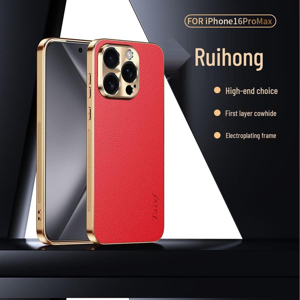 Electroplated Lychee Pattern Case for iPhone 14, 15, 16 Pro, and 17 - Precision Fit, Stylish Design