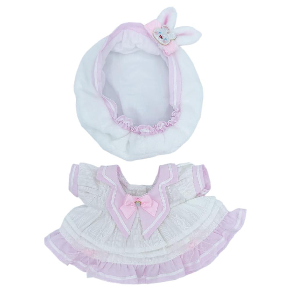 

niannyyhouse 15cm Plush Toy Clothes, Hat, Dress, Sailor Suit Set, Cotton Doll, Dress Up Doll (Pink)
