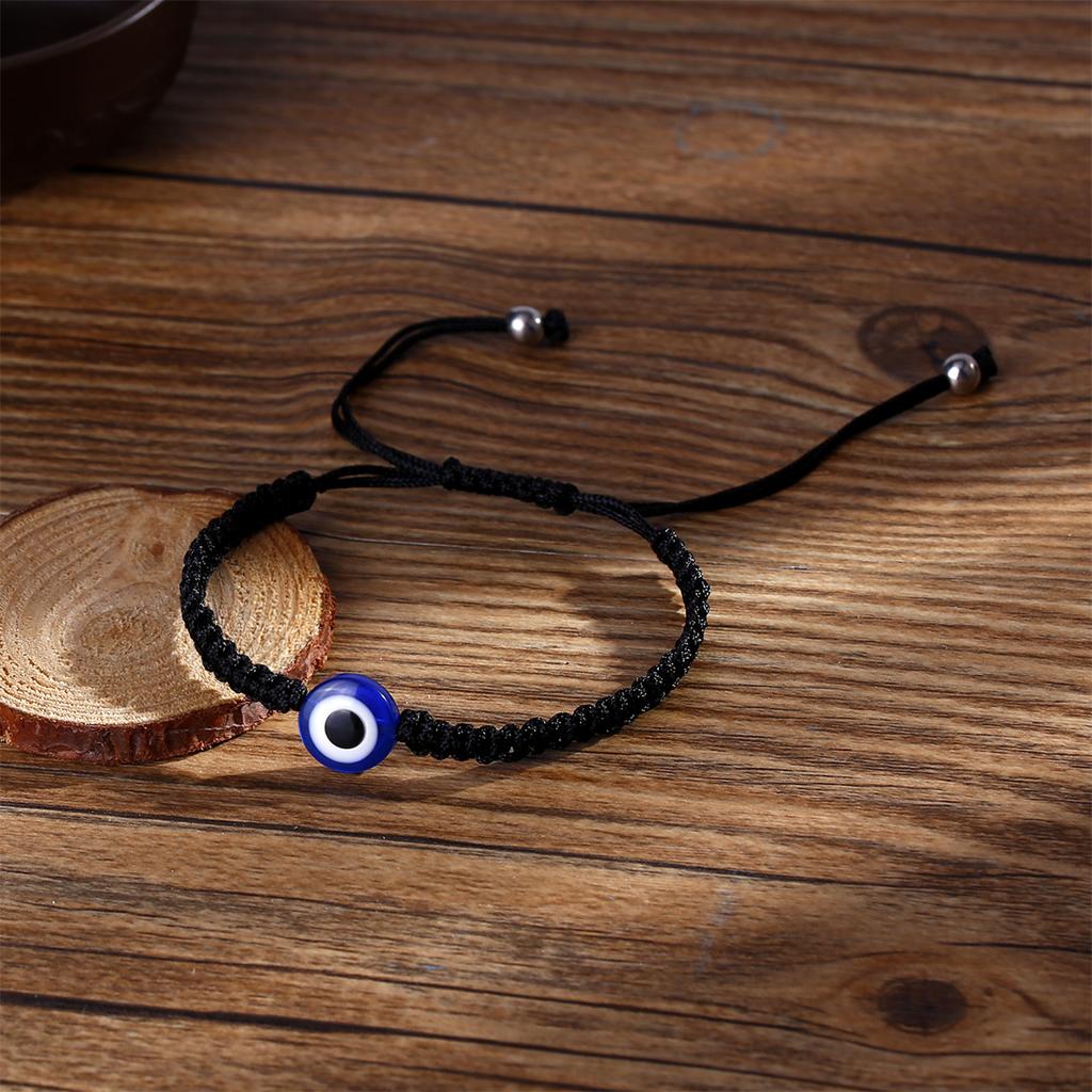 Minimalist Round Resin Evil Blue Eyes Bracelets For Women Men Handmade Braided Lucky Red String Evil Eye Bracelet Couple Jewelry