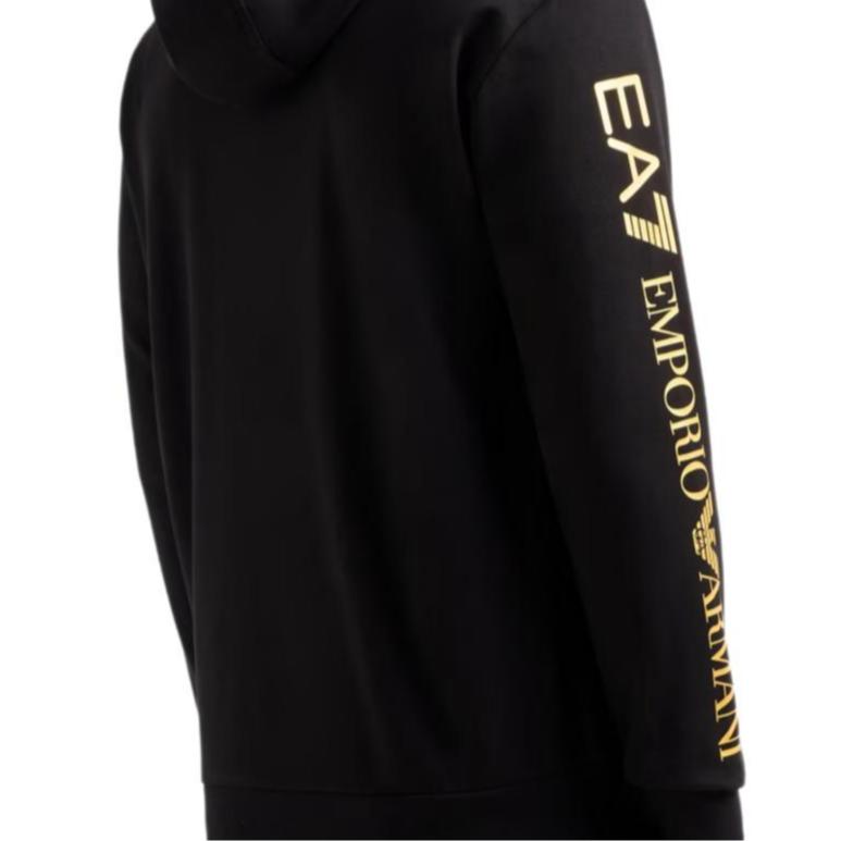 Emporio Armani EA7 Logo Hooded Cotton Zip-Up Long Sleeve Sweatshirt Men Sweatshirt Black 7M000568-AF13512-MC004