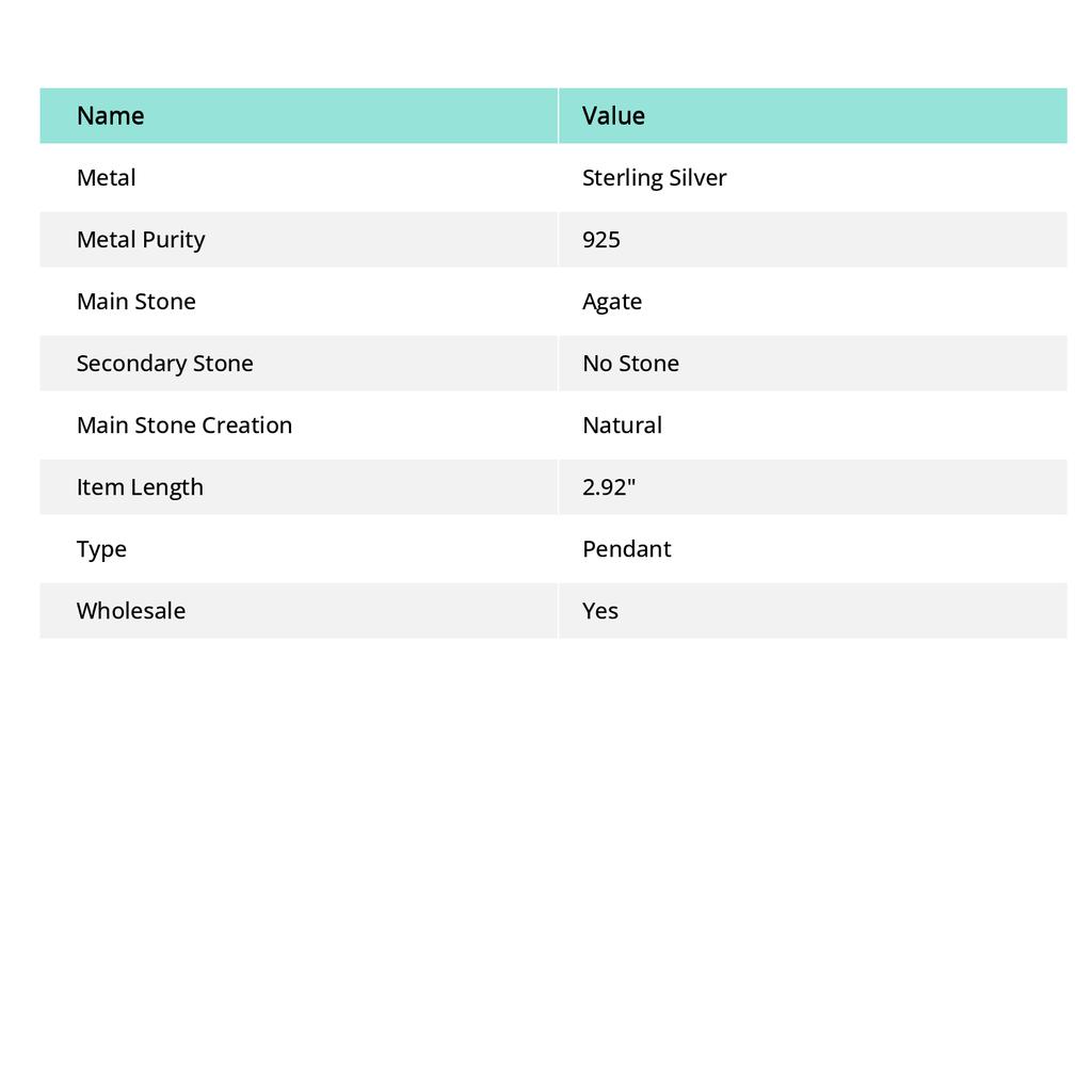 Laguna Lace Agate Handmade 925 Sterling Silver Gift Pendant 2.92" r7k09