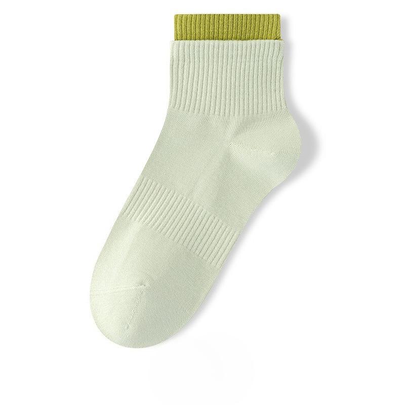 Female Spring and Autumn Simple All Purpose Cotton Double Roquettes Sweat Breathable Sports Tube Socks