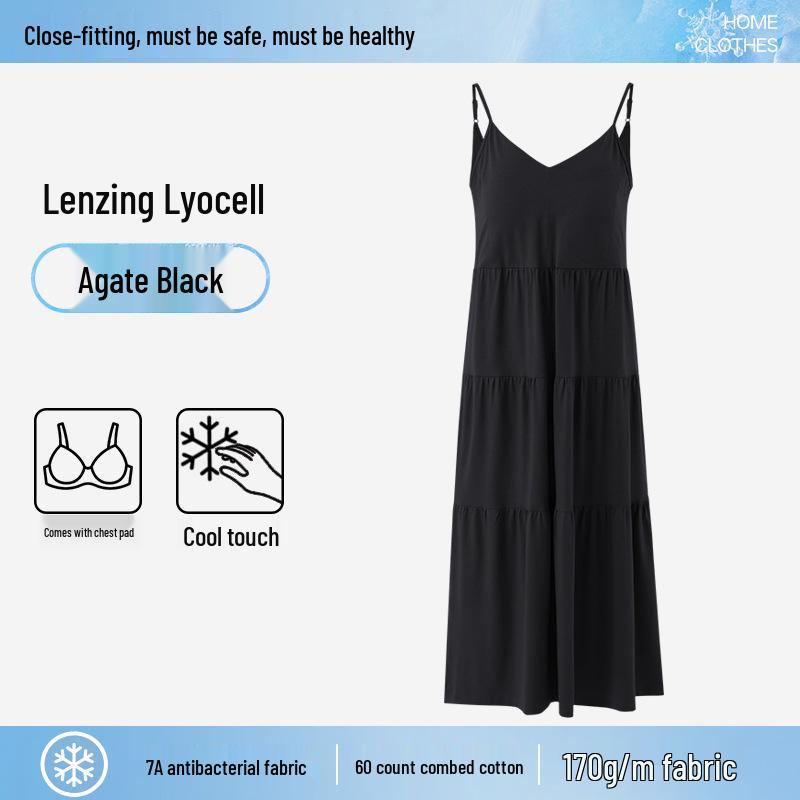 

Tencel Cotton French Camisole Nightdress with Chest Pad – Women s Cooling Summer Pajamas L (110-130 jin)