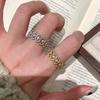 Italian Buchi Style Lace Ring Vintage Medieval Brushed Rhombus Hollow Gold Diamond Ring