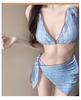 Vintage Bow Strappy Three-Piece Bikini Push-Up Swimsuit - Hot Girl Slim Fit for Small Bust